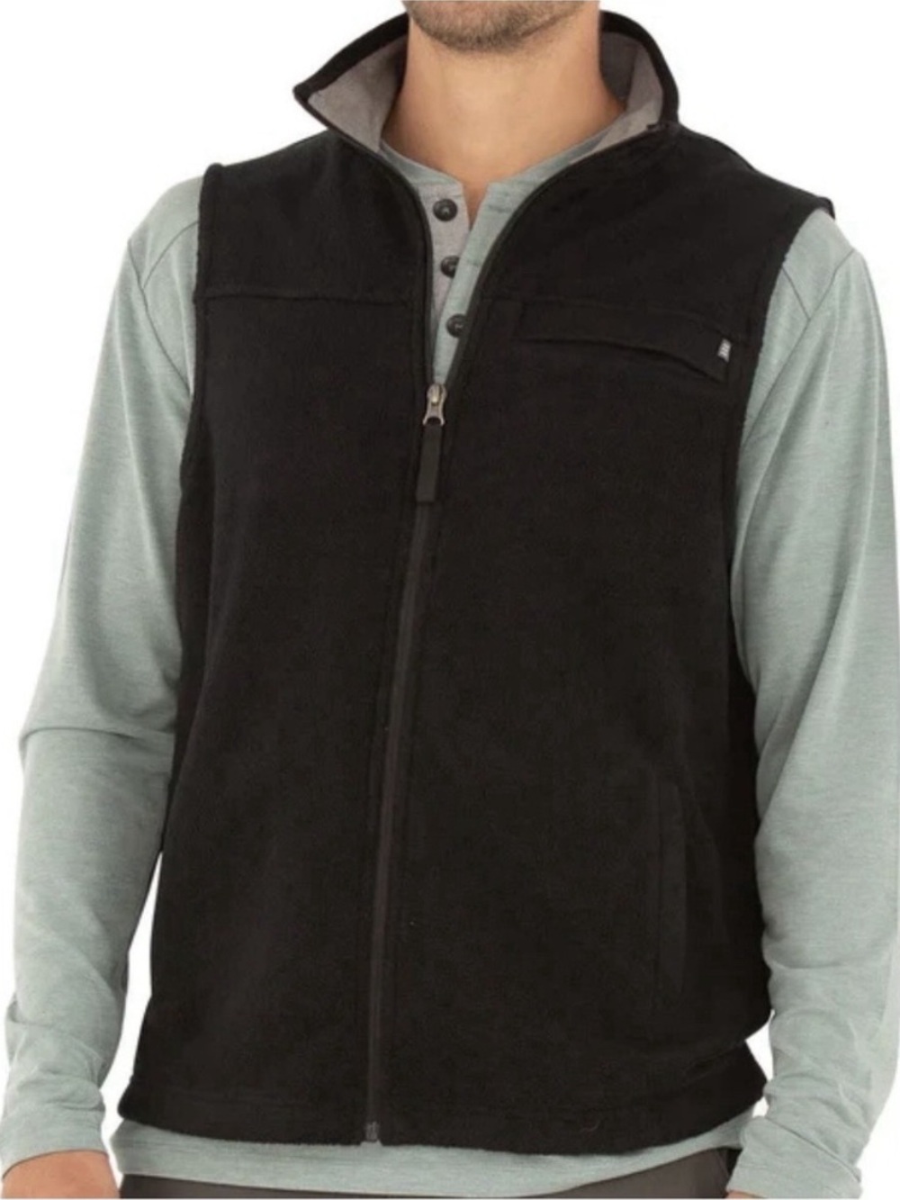 Free Fly Black Bamboo Polar Fleece Vest Full Zip Medium